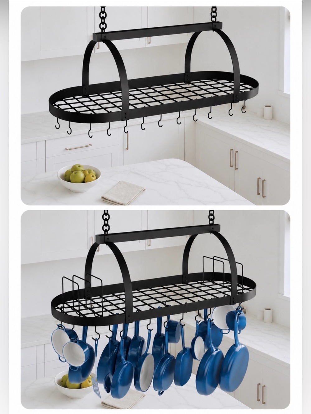 Ceiling Pot Rack with Lid Organizer 48’ Inch Large